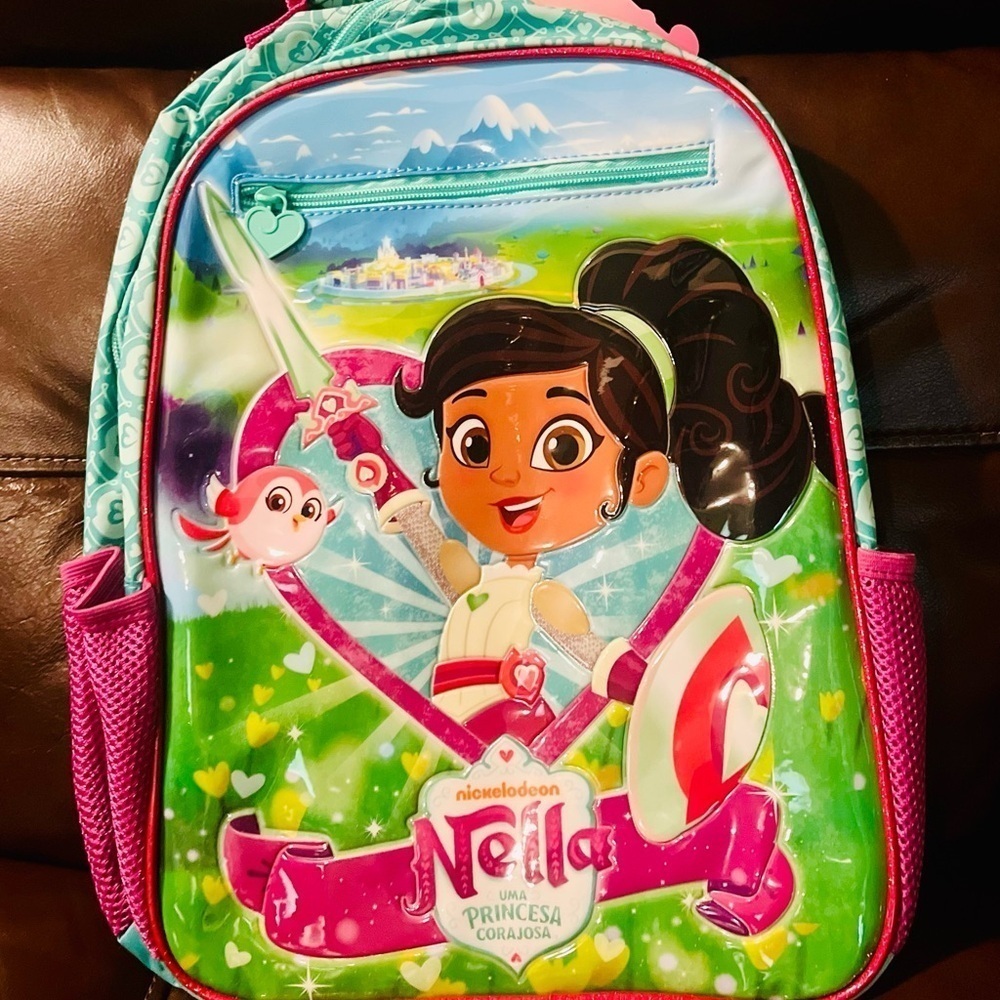 Nickelodeon Green and Pink Backpack with Cartoon Characters